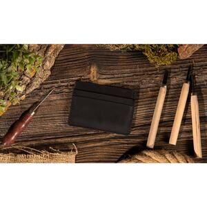 Handmade Black Genuine Leather Card Holder Wallet | 4-Slot Slim